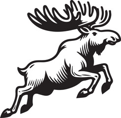 Moose Vector In Black and White