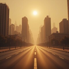 Urban cityscape under extreme heatwave