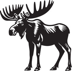 Moose Vector In Black and White