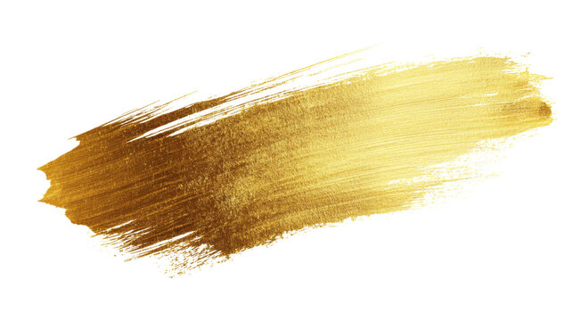 A golden brush stroke texture on white background 