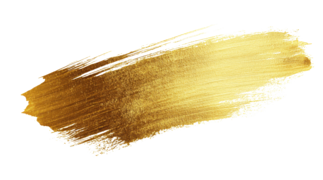 A golden brush stroke texture on white background 