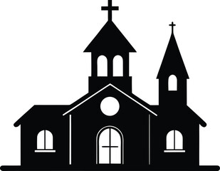 Christian church house icon, Church building vector illustration