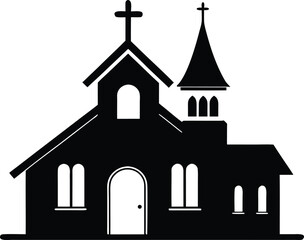 Christian church house icon, Church building vector illustration