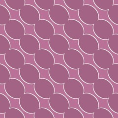 A repeating pattern of overlapping circles in a muted pink color creates a harmonious design. The intersecting shapes form a geometric motif that is both modern and elegant.
