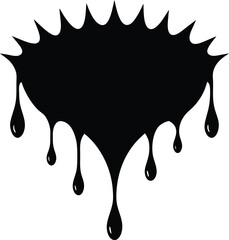Abstract Ink Splatter Dripping Black Paint Design Element