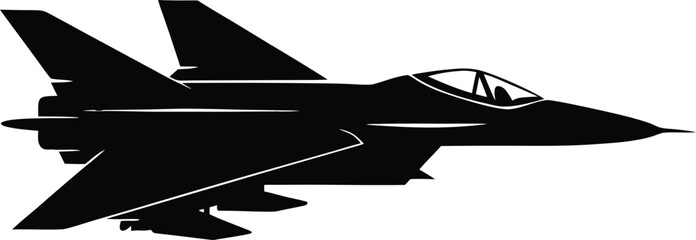 fighter aircraft  black silhouette vector,fighter plane icon illustration