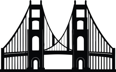 golden gate bridge silhouette vector,San Francisco black symbol