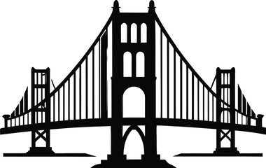 golden gate bridge silhouette vector,San Francisco black symbol