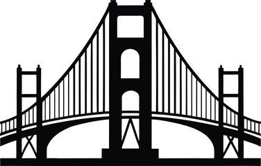 golden gate bridge silhouette vector,San Francisco black symbol