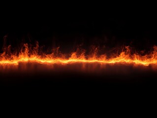 Fiery horizontal flame border