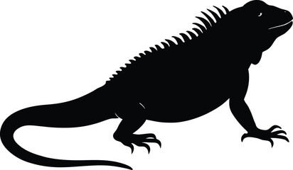 Naklejka premium iguana black silhouette vector,iguana icon