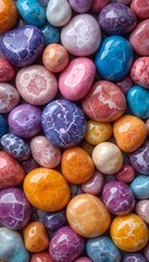 Vibrant Glossy Stones and Marbles with Intricate Patterns