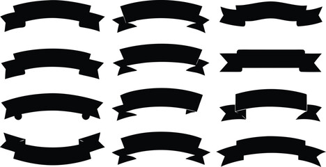 set of  ribbons and banners  black silhouette  vector illustration
