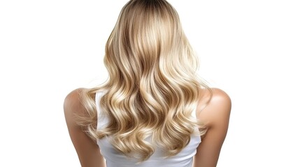 Fototapeta premium Blonde wavy hair on a woman's back