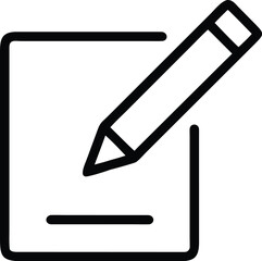 Vector art of a pencil writing on a piece of paper icon, isolated on white background, symbolizing editing or writing