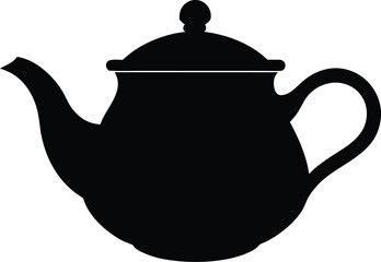  tea pot icon,stylish tea pot black silhouette vector illustration
