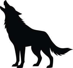 wolf howl   black silhouette vector,wolf howl  icon illustration