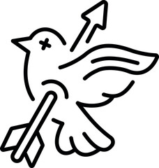 A linear icon depicting a bird hunting activity 