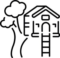 A line style icon showing an oak treehouse 