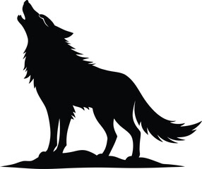wolf howl   black silhouette vector,wolf howl  icon illustration