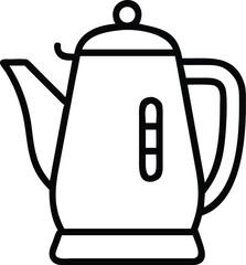 Vector art of a simple line art illustration of a kettle isolated on white background