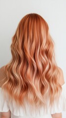 Naklejka premium Stunning Long Wavy Copper Blonde Hair Back View Hair Style Beauty Texture