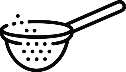 Vector art of a simple line drawing icon of a sieve isolated on white background