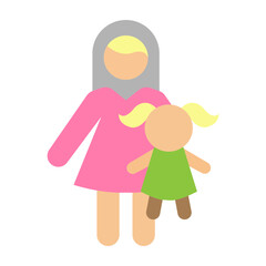 Playing with Doll Vector Flat Icon Design