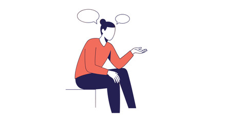 Fototapeta premium Woman Sitting on a Bench Lost in Thought Expressing her Ideas and Opinions