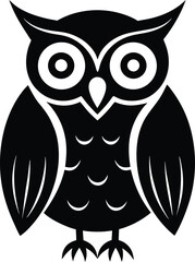 Majestic Owl Silhouette A Striking Black and White Illustration