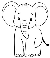 Fototapeta premium Cute baby elephant sitting, adorable animal character. Cartoon vector illustration isolated on white background.