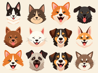 Fototapeta premium create stylish designer gif showing funny faces of different cat and dog breeds cute and scary