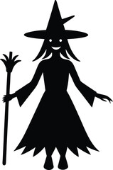 Smiling Witch Silhouette A Spooky Cute Halloween Illustration