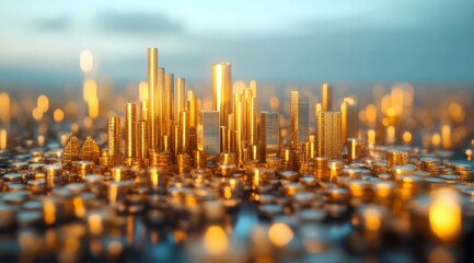 Golden city skyline at dawn (2)