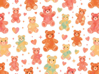 Obraz premium raw a pattern with gummy bears of different colors, girly gentle