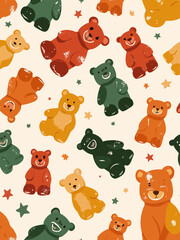 Obraz premium raw a pattern with gummy bears of different colors, girly gentle