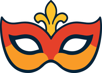Colorful Carnival Mask with Red and Yellow Accents Illustration 