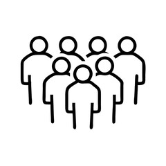 Group of simple line icons representing people in a crowd  