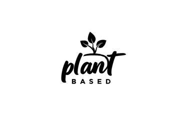 plant based logo with leaves on a white background design art on transparent background , no background