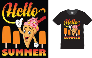Hello Summer, Ice cream t shirt design template,