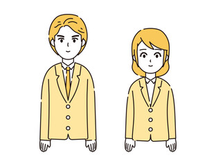 スーツを着た男性と女性のイラストセット3