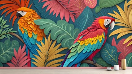 Fototapeta premium parrot on a branch