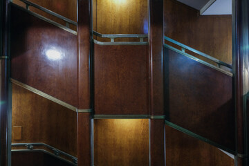 Opulent Art Deco interior architecture inside lobby, atrium or foyer on historic ocean liner style...