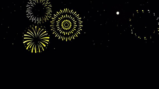 Gold Fireworks 2D Animation Transparent Background