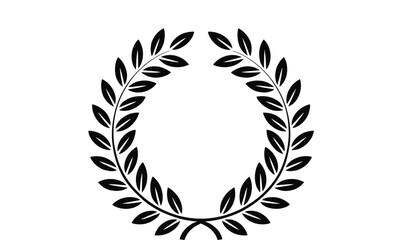 Obraz premium Black laurel wreath silhouette emblem isolated on white background