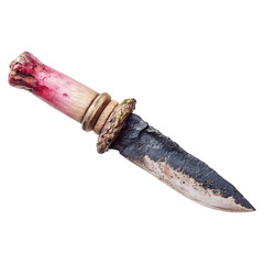 Rare blade with rustic bronze concept. An ornate knife with a unique handle and dark blade design.