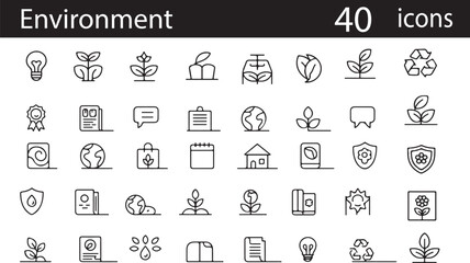 Environmental icons collection nature sustainability