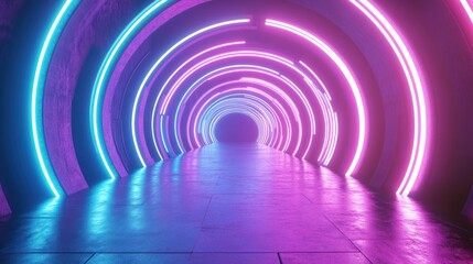 Fototapeta premium Neon tunnel, vibrant colors