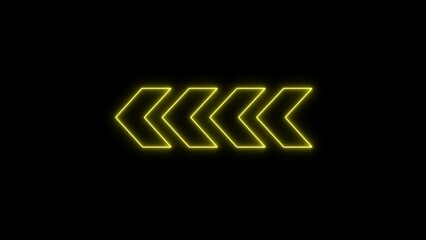 Neon direction arrow left neon light glowing sign icon illustration. neon arrow sign illustration.