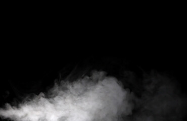 
Abstract white smoke or vapor. Abstract fog cloud. Smoke overlay effect. Isolated on black background. 